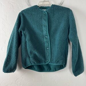 Aritzia Wilfred Free Jacket Coat Sherpa Liner Blue Green Teal Solid Fleece Teddy